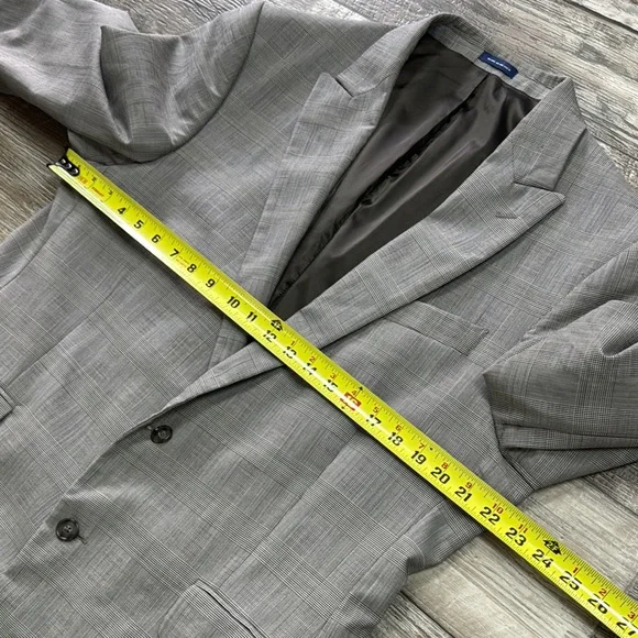 Stafford Gray Plaid Men Blazer , 44 Regular Classic Fit